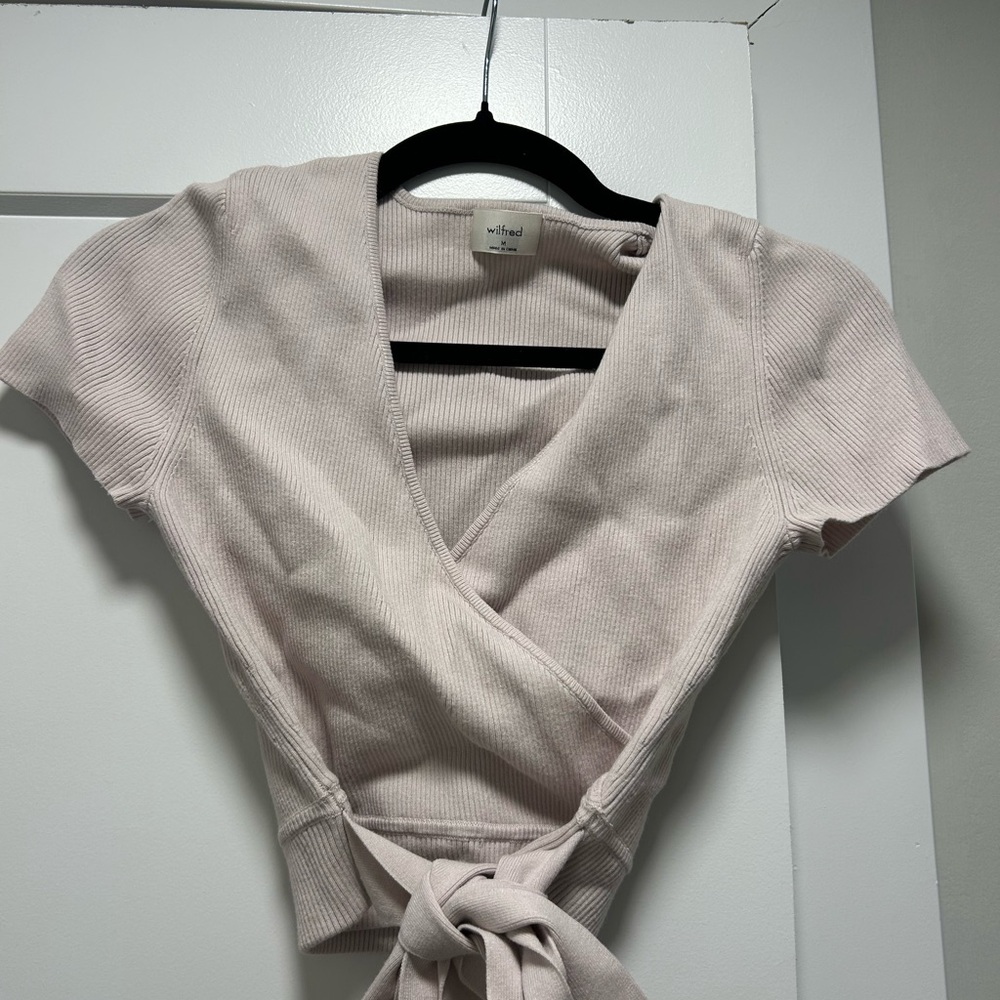 Wilfred Blush Ribbed Wrap Blouse
